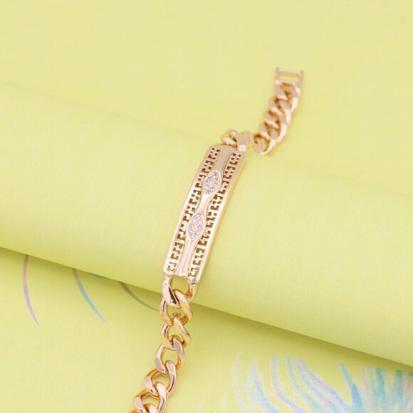 "Elegant Rose Gold Link Bracelet with Sparkling Dual Marquise Design, XPBL0955 - Picture 5 of 12